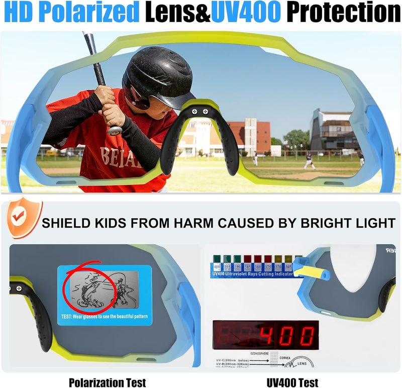 Xtiger Kids Sunglasses Polarized Youth Baseball Sunglasses for 8-14 boys girls UV400 Sports Softball Cycling Glasses - Image 4